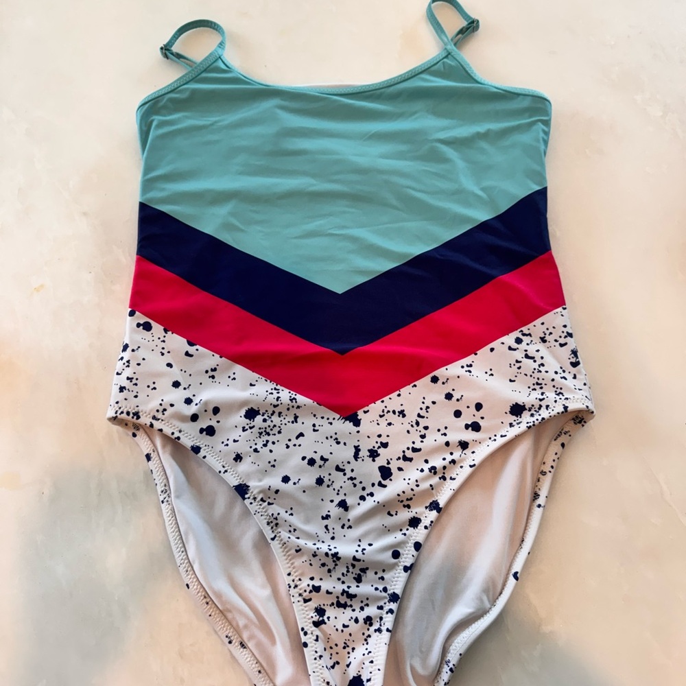 Chubbies Teal and Pink One Piece Swimsuit